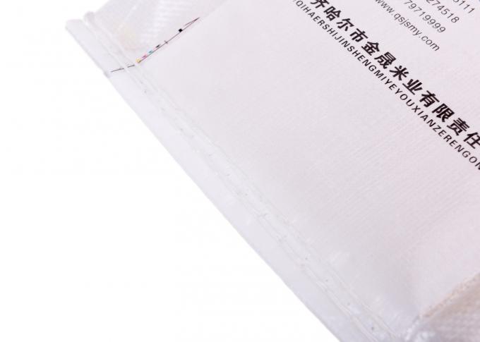 De witte Plastic Zak van de Rijstverpakking, Geweven/niet Geweven pp Stof Met een laag bedekte Voedsel Verpakkingszakken met Handvat